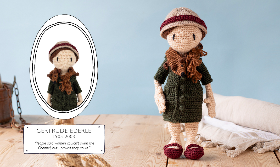 Gertrude Ederle international womens day crochet doll